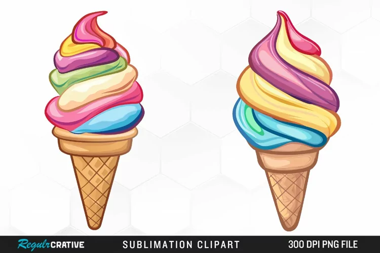 Watercolor Ice Cream Image Clipart