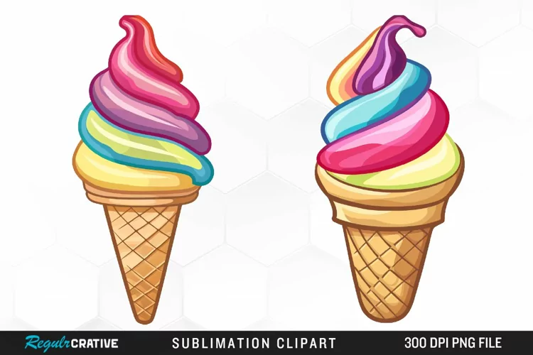Watercolor Ice Cream Graphics Clipart