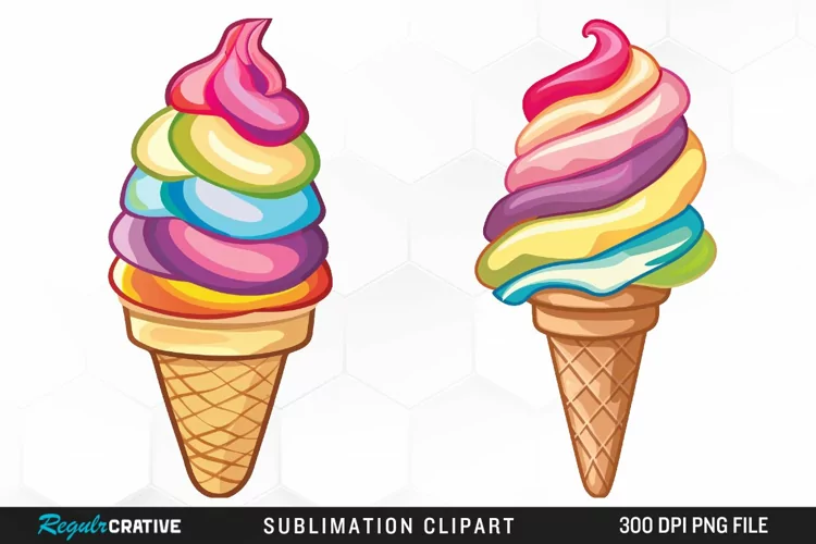 Watercolor Ice Cream Image Clipart