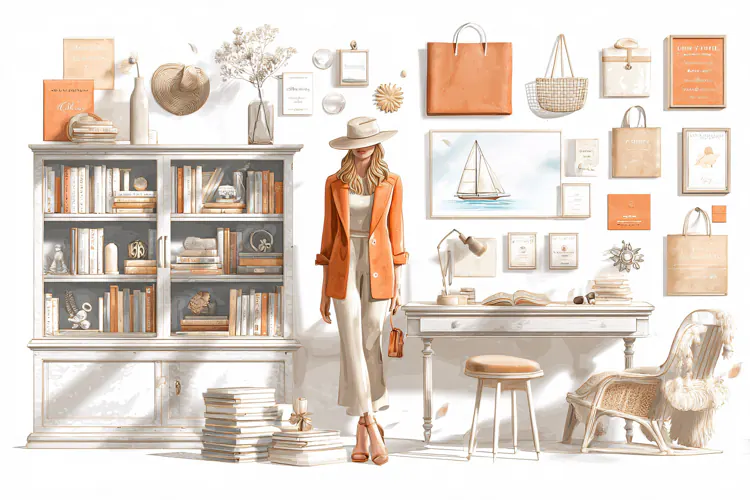 Fashionable woman standing in a stylish home office