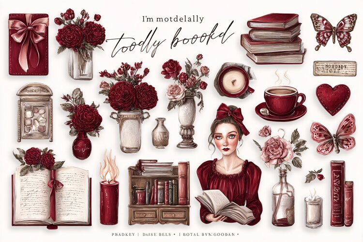 Watercolor illustration of vintage red aesthetic element example image 1