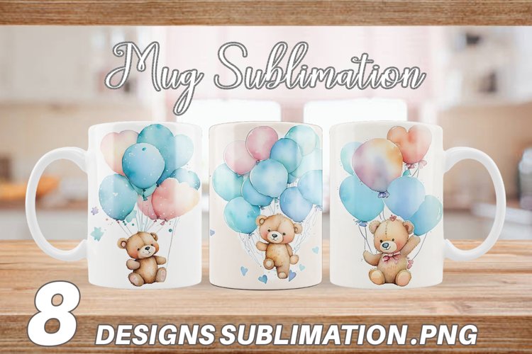 Watercolor Teddy Bear | Mug sublimation design