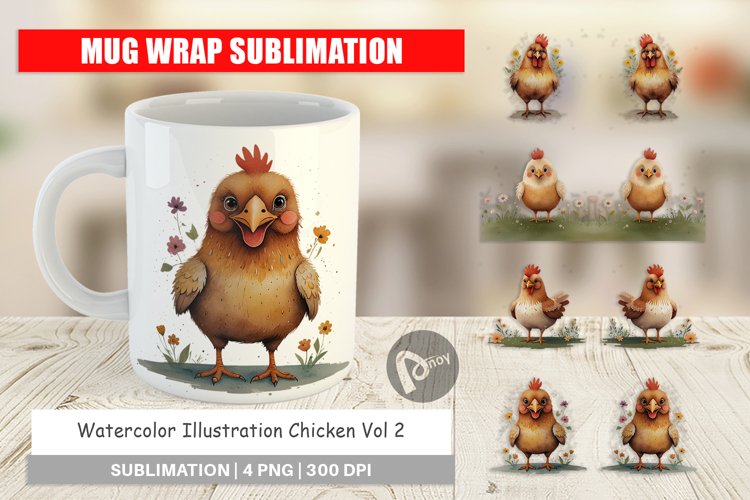 Mug Wrap Design Illustration Chicken