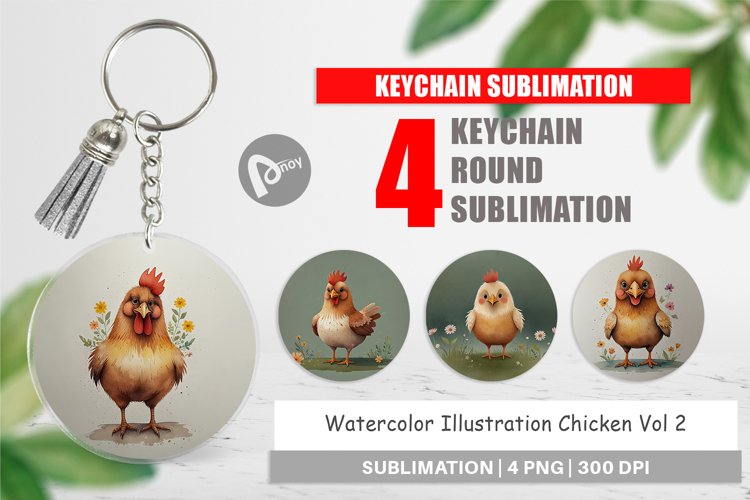 Keychain Illustration Chicken example image 1