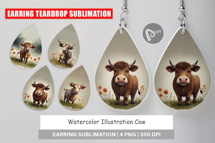 Earring Teardrop Illustration Cow