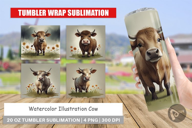 Tumbler Wrap Illustration Cow