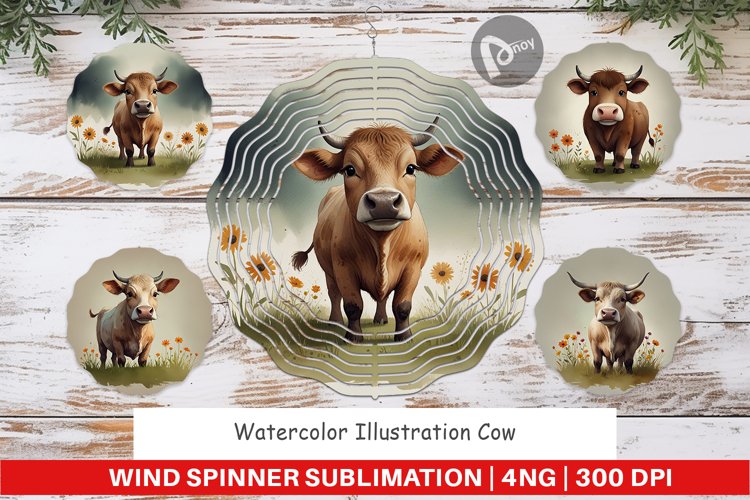 Wind Spinner Illustration Cow