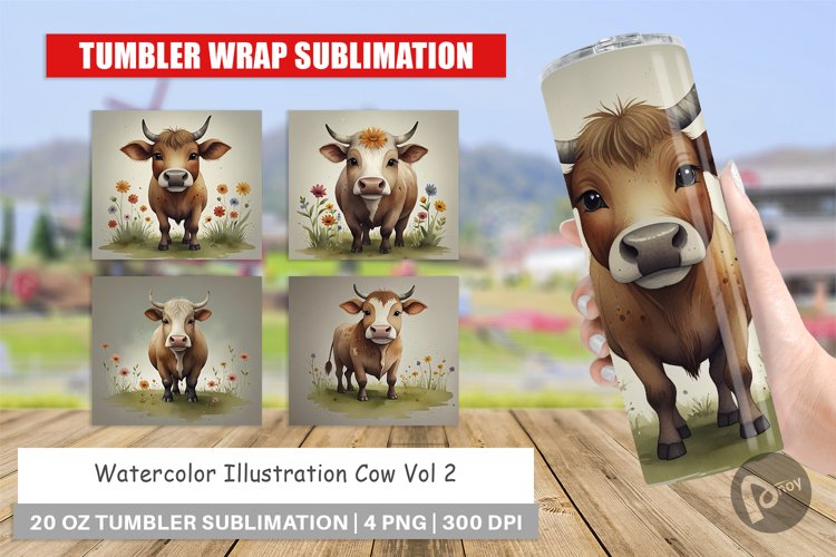Tumbler Wrap Illustration Cow