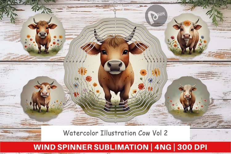 Wind Spinner Illustration Cow