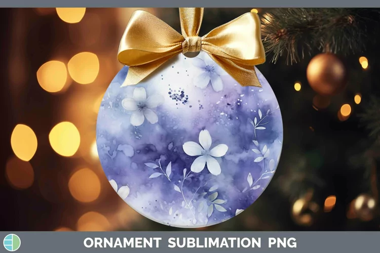 Watercolor Indigo Ornament Sublimation Bauble Designs