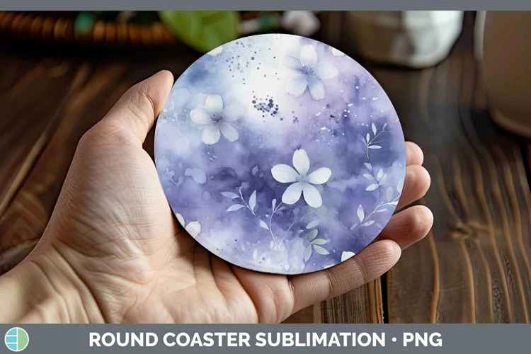 Watercolor Indigo Round Coaster Sublimation Coaster Designs