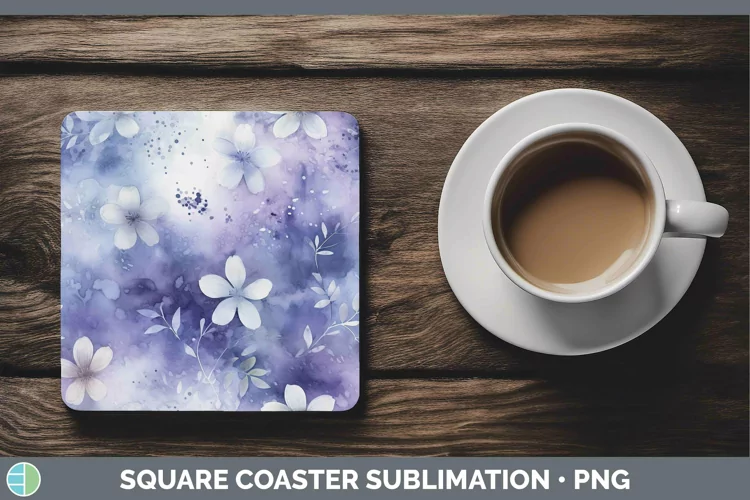 Watercolor Indigo Square Coaster Sublimation Coaster Designs