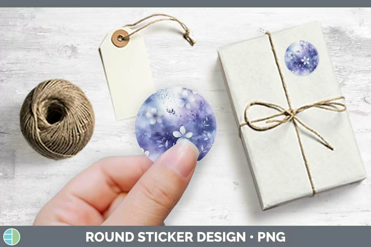 Watercolor Indigo Stickers | Round Labels Designs