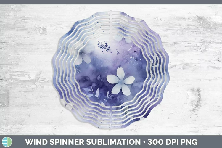 Watercolor Indigo Wind Spinner Sublimation Spinner Designs