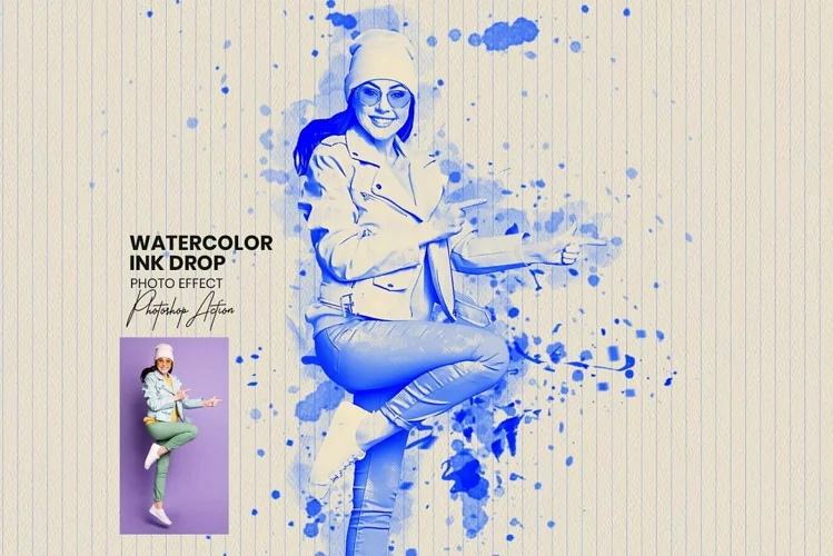 Watercolor ink Drop Photoshop Action