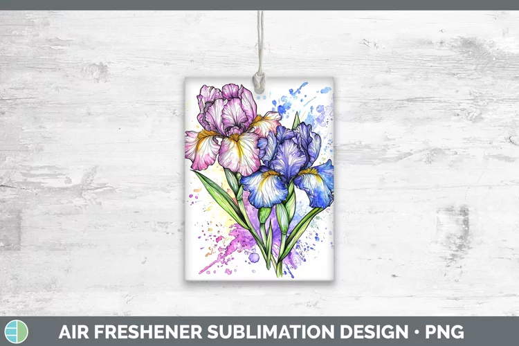 Watercolor Iris Air Freshener Sublimation Car Freshener Desi