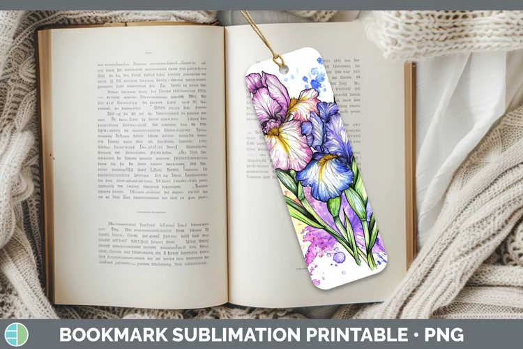 Watercolor Iris Bookmark Sublimation Printable Designs