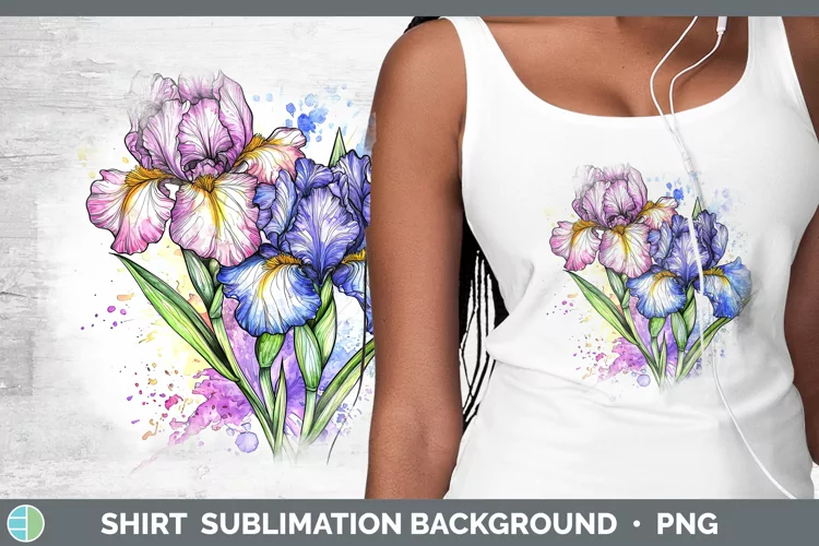 Watercolor Iris Shirt Sublimation Sublimation Background Des