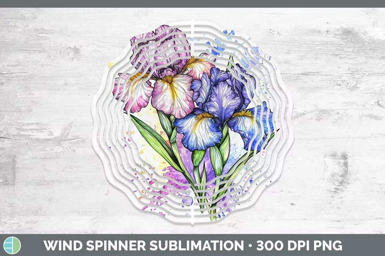 Watercolor Iris Wind Spinner Sublimation Spinner Designs