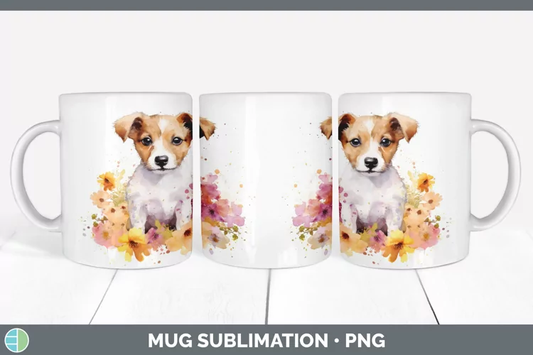 Watercolor Jack Russell Terrier Dog Mug Wrap | Sublimation C