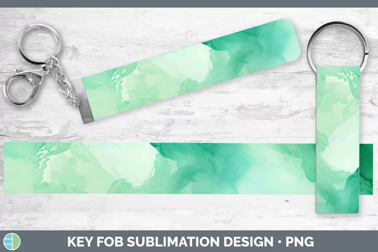 Watercolor Jade Key Fob Sublimation Wristlet Designs