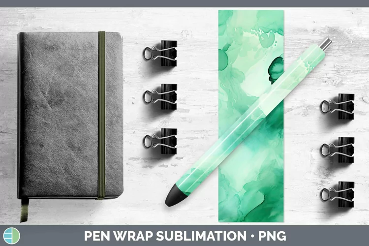 Watercolor Jade Pen Wrap Sublimation Epoxy Pen Designs