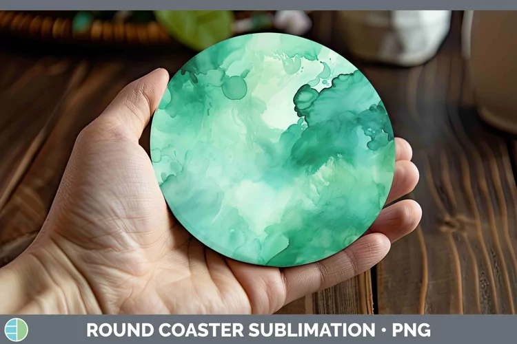 Watercolor Jade Round Coaster Sublimation Coaster Designs