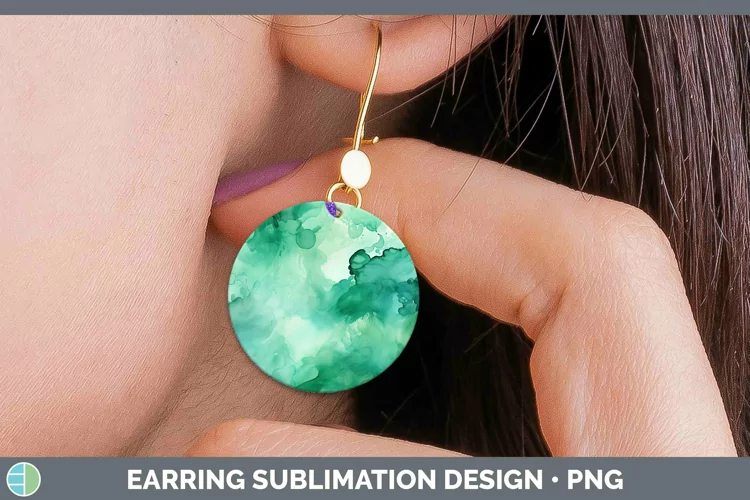Watercolor Jade Round Earrings Sublimation Earrings Designs