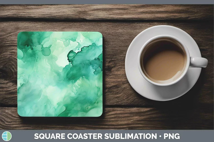 Watercolor Jade Square Coaster Sublimation Coaster Designs