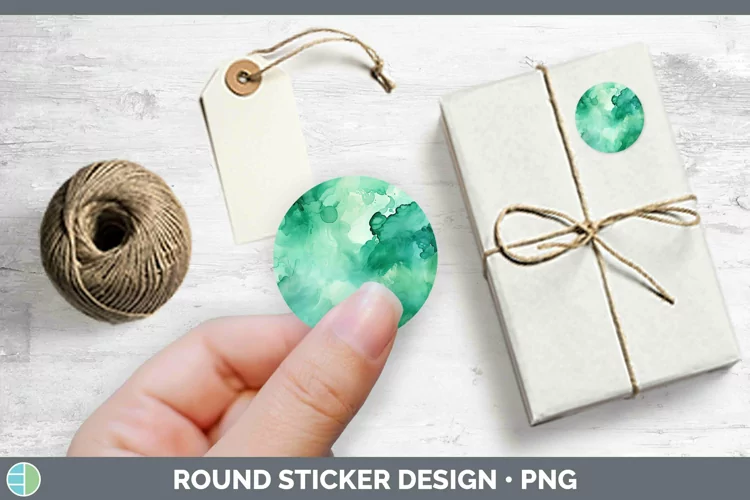 Watercolor Jade Stickers | Round Labels Designs