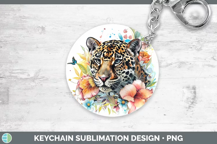 Watercolor Jaguar Keychain Sublimation Keyring Designs