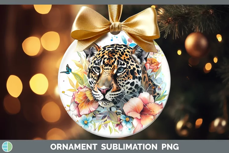 Watercolor Jaguar Ornament Sublimation Bauble Designs
