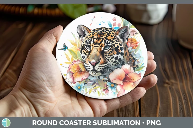 Watercolor Jaguar Round Coaster Sublimation Coaster Designs