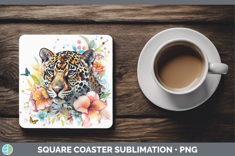 Watercolor Jaguar Square Coaster Sublimation Coaster Designs