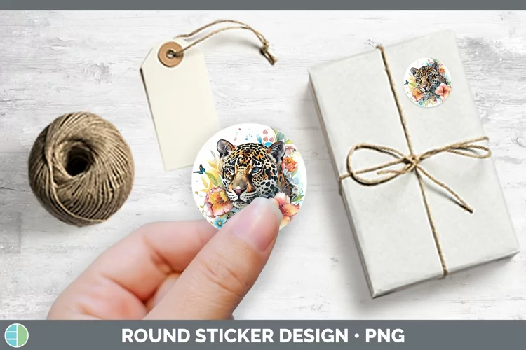 Watercolor Jaguar Stickers | Round Labels Designs