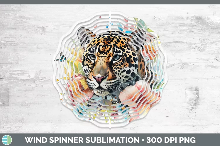 Watercolor Jaguar Wind Spinner Sublimation Spinner Designs