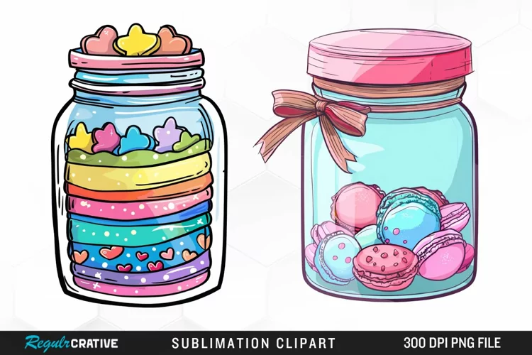 Watercolor Jar Of Sweets Illustration Clipart
