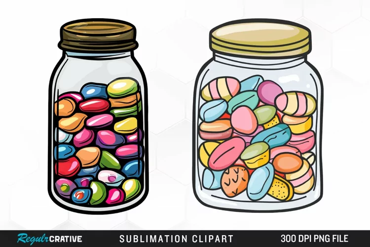 Watercolor Jar Of Sweets Illustration Clipart