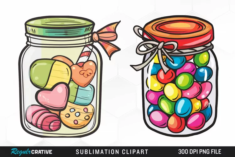 Watercolor Jar Of Sweets Illustration Clipart
