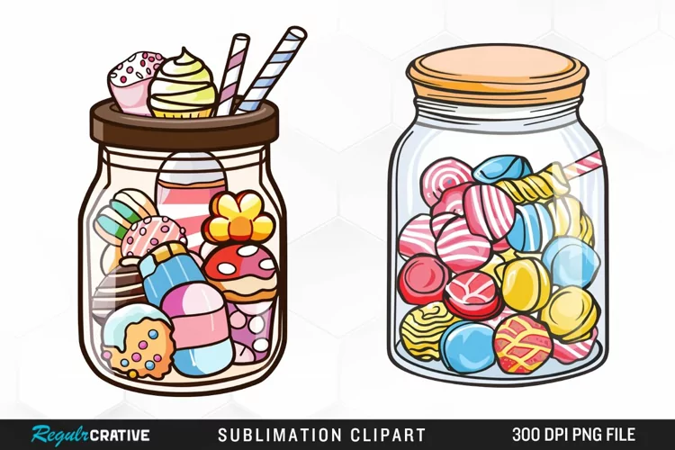 Watercolor Jar Of Sweets Illustration Clipart