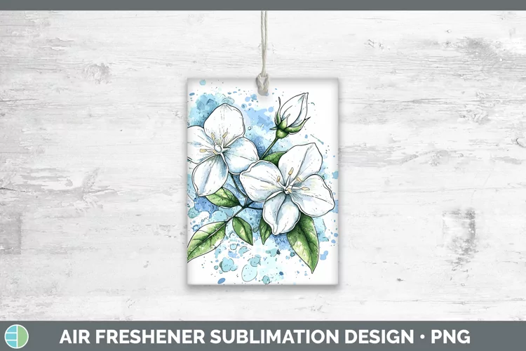 Watercolor Jasmine Air Freshener Sublimation Car Freshener D