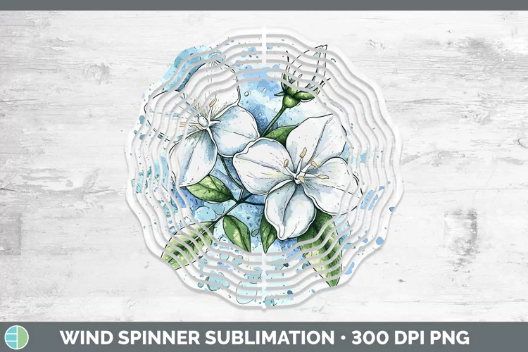 Watercolor Jasmine Wind Spinner Sublimation Spinner Designs
