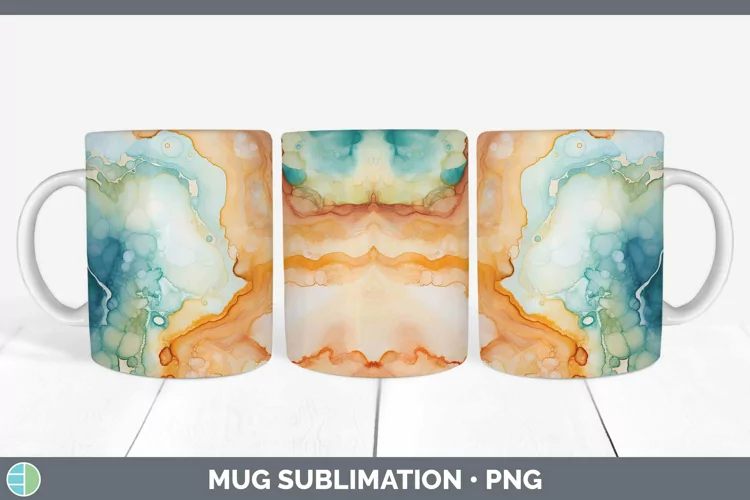 Watercolor Jasper Mug Wrap Sublimation Coffee Cup Designs