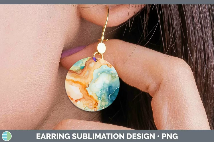 Watercolor Jasper Round Earrings Sublimation Earrings Design