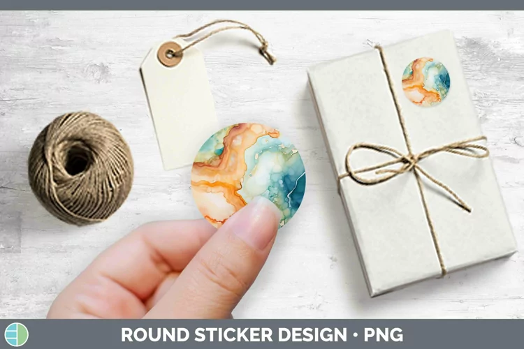 Watercolor Jasper Stickers | Round Labels Designs