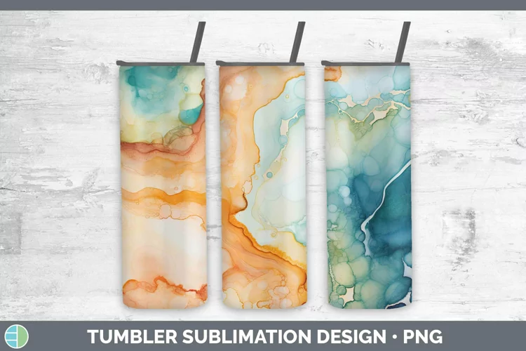 Watercolor Jasper Tumbler Sublimation 20 oz Skinny Tumbler D