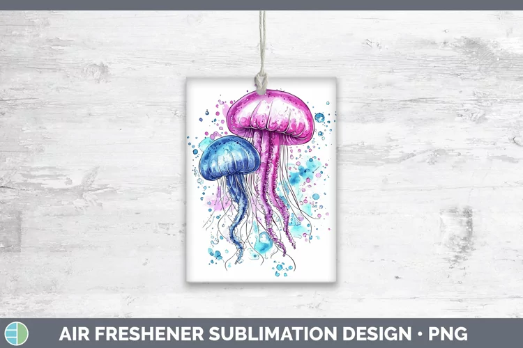 Watercolor Jelly Fish Air Freshener Sublimation Car Freshene