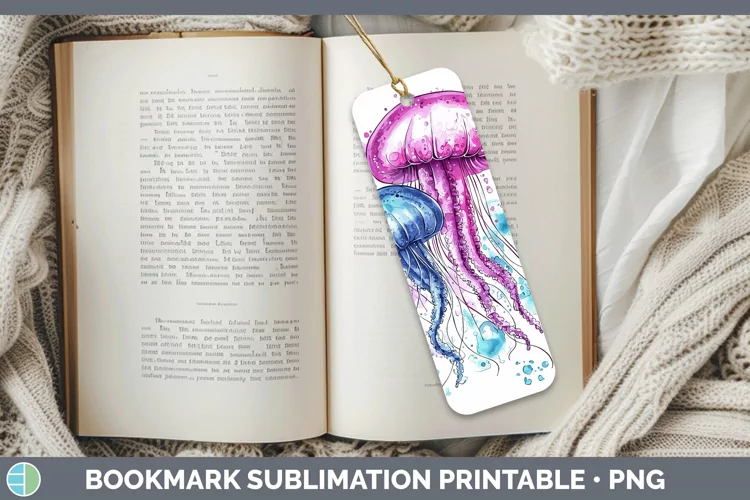 Watercolor Jelly Fish Bookmark Sublimation Printable Designs