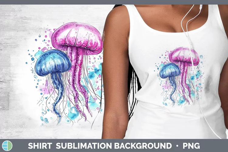 Watercolor Jelly Fish Shirt Sublimation Sublimation Backgrou