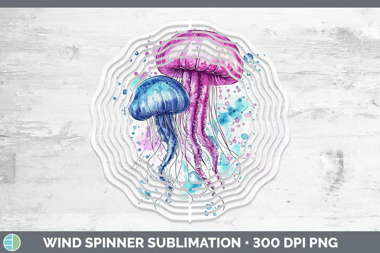 Watercolor Jelly Fish Wind Spinner Sublimation Spinner Desig